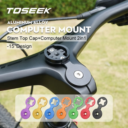 TOSEEK MTB Handlebar Integrated Headset Cap Cover with Computer Mount | Compatible with Garmin, Bryton, Wahoo Bicycle Computers