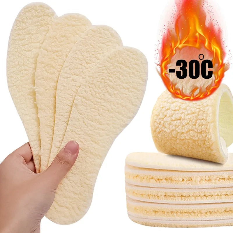 Natural Lamb Fleece Insoles - Soft Wool Thicken Shoepad for Men and Women, Winter Warmth Thermal Shoe Pads