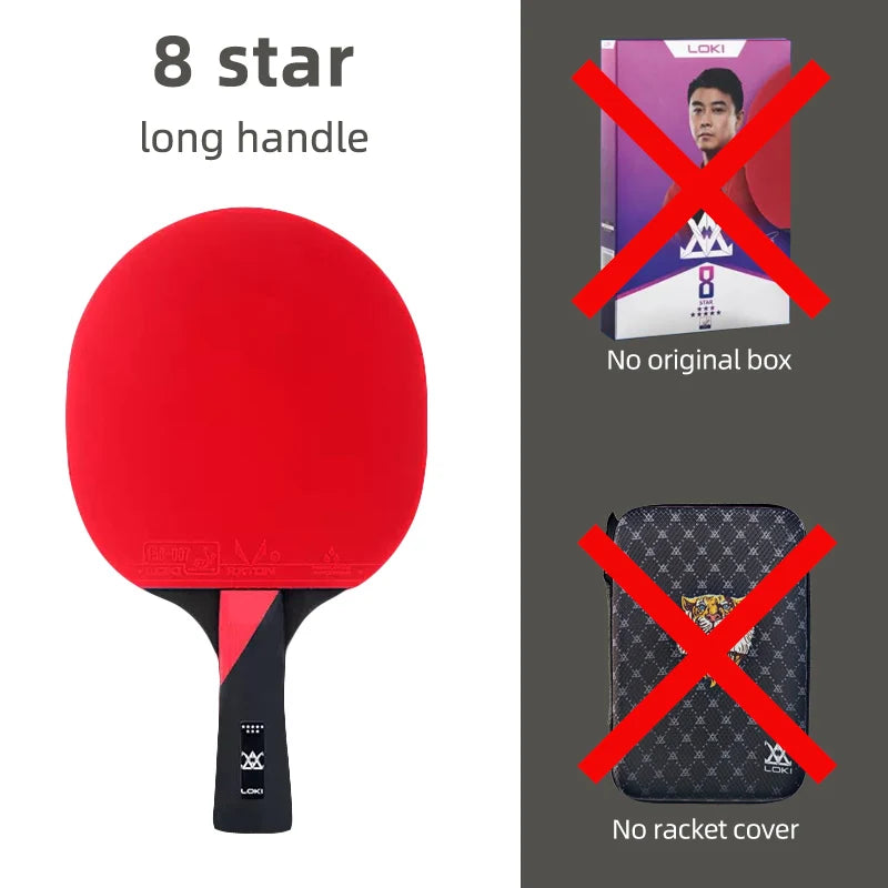 LOKI 9 Star Professional Table Tennis Racket - 5+2 Carbon Ping Pong Paddle with Sticky Rubbers, Ultra Offensive, Available in 6/7/8/9 Star Ratings