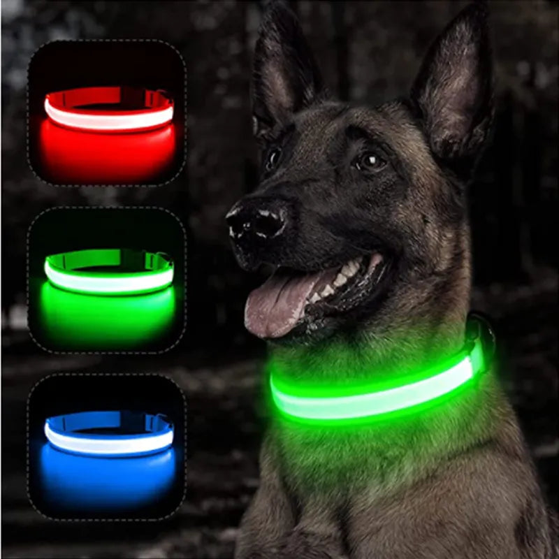 Adjustable LED Glowing Dog Collar: Flashing Rechargeable Luminous Collar for Night Safety - Anti-Lost Light Harness for Small Dogs