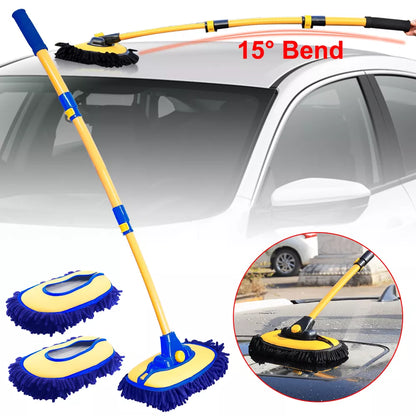 Telescopic Car Cleaning Brush: Long Handle Mop with Chenille Broom, Adjustable & Super Absorbent - Auto Detailing Accessory