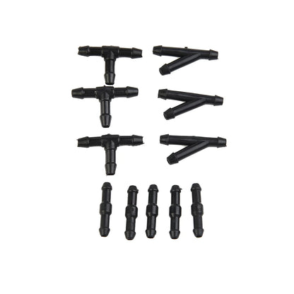 Universal Car Windshield Washer Hose Kit: T-Piece Tube Pipe Splitter Connector with Nozzle Hose Tube Connector