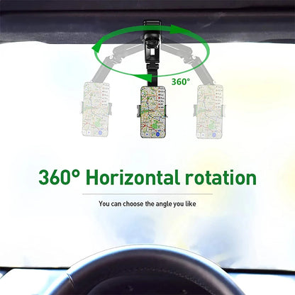 360° Rotating Sun Visor Phone Holder for Car – Universal iPhone, Samsung, and Android Cell Phone Mount