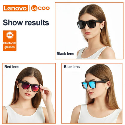 Lenovo Lecoo C8 Smart Glasses Headset - Wireless Bluetooth Sunglasses with HD Mic, Earphone and Calling Headphones for Outdoor Sports