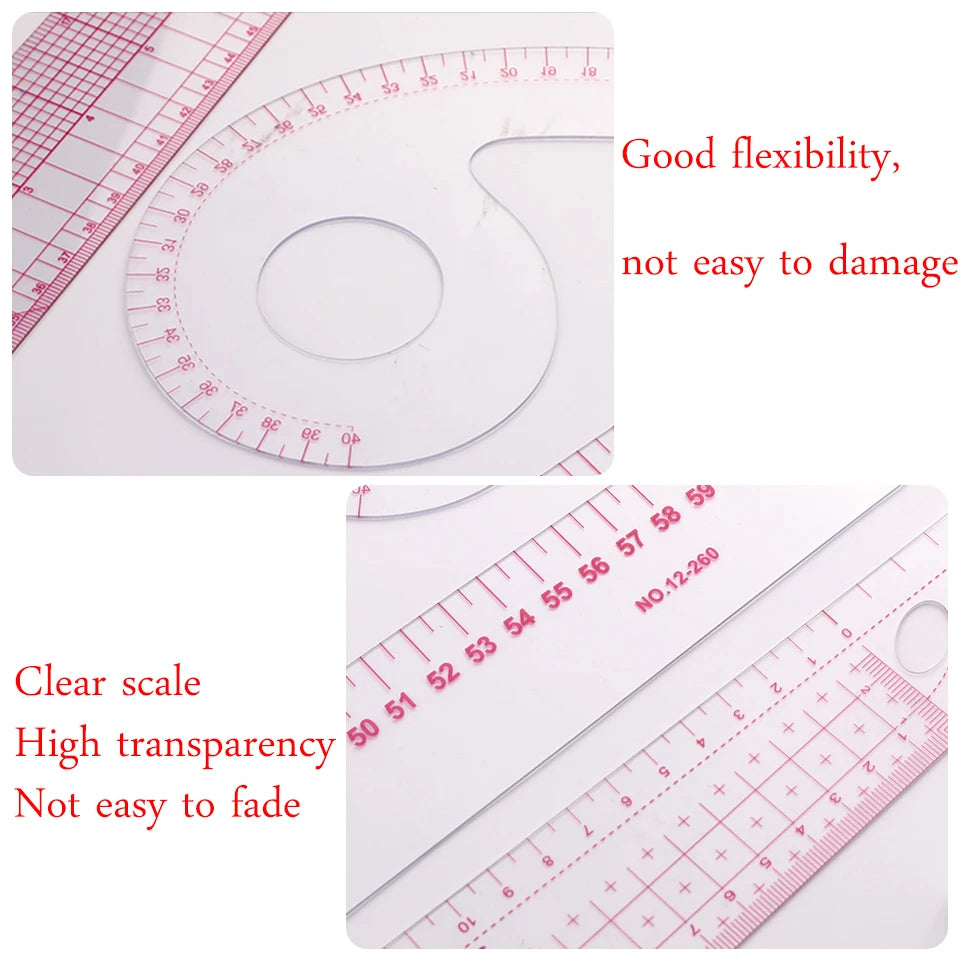 11Pcs Multifunctional French Curve Ruler: Soft Plastic Patchwork & Dressmaking Drawing Template - Craft Sewing Tools