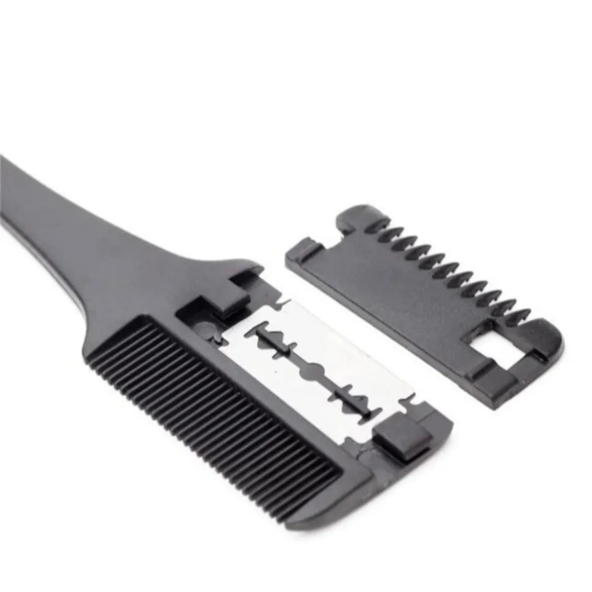 Barber Scissors Hair Cutting Comb - Black Handle with Razor Blades, Salon Thinning Hairdressing DIY Styling Tool