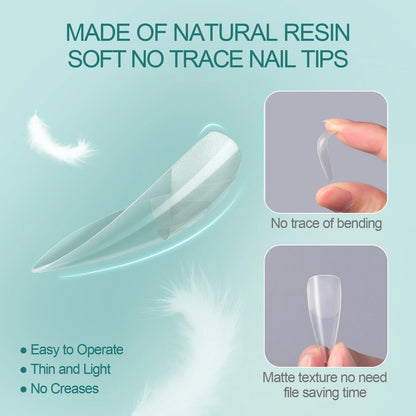 Nailpop 120pcs Acrylic Nails: Short Almond Coffin Square Fake Capsule - Artificial Nail Extension Soft Gel Tips with Accessories Tools