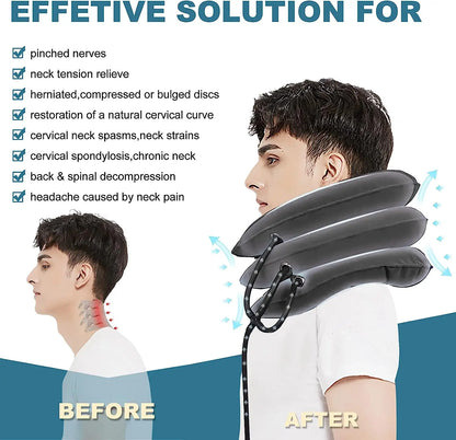 Inflatable Cervical Neck Traction Device: Relief for Chronic Neck & Shoulder Pain - Alignment Support Collar