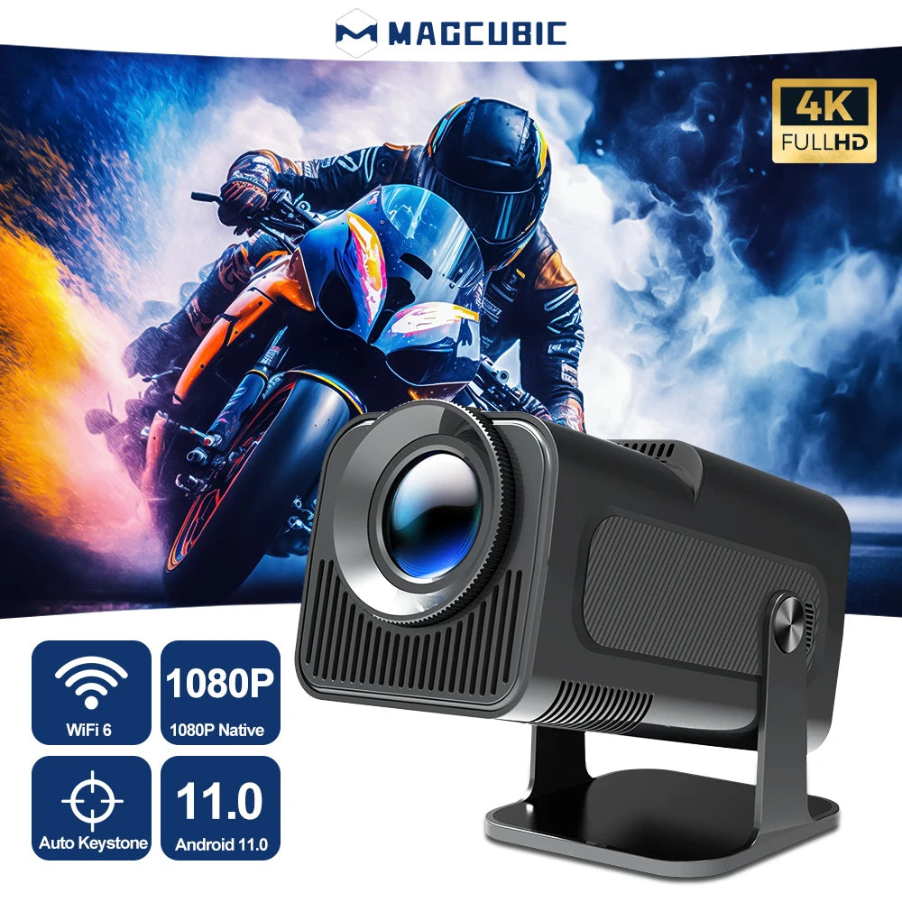 Magcubic Android 11 Projector – 4K Native 1080P, 390 ANSI, Dual WiFi 6, BT 5.0, Portable Outdoor Cinema, Upgraded HY300