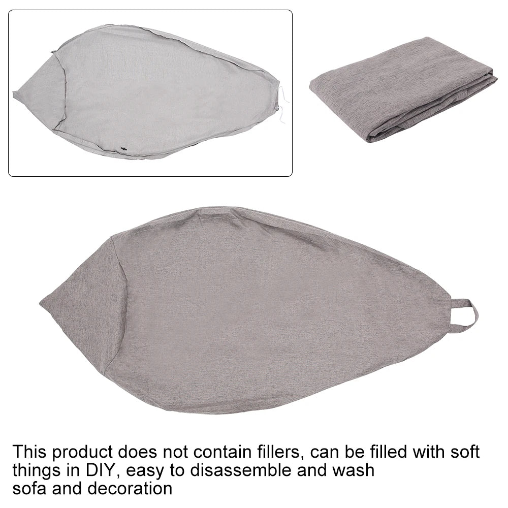 Linen Cloth Lazy Sofa Cover – Large and Small Bean Bag Pouf for Living Room Loungers Without Filler