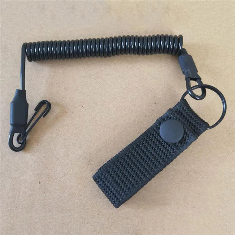 Elastic Lanyard Rope – Tactical Anti-Lost Spring Safety Strap for Key Rings, Chains, Flashlights, and Hunting Accessories