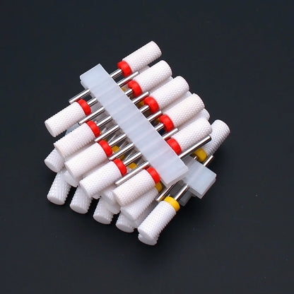 10pcs Ceramic Nail Drill Bits Set - Milling Cutter for Electric Manicure - Flame Corn Files Pedicure Machine Polish Accessories