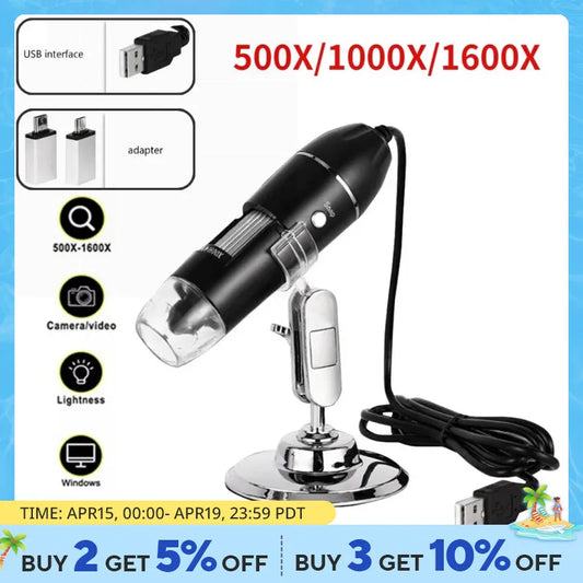 Wireless Digital Microscope: 50X-1000X Magnification, Flexible Stand - Android IOS iPhone PC Compatible, Electronic Stereo WiFi