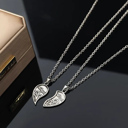 2pcs Antique Silver-Plated Mother-Daughter Necklace Set: Fashionable Combination Jewelry for Love in Parent-Child Style