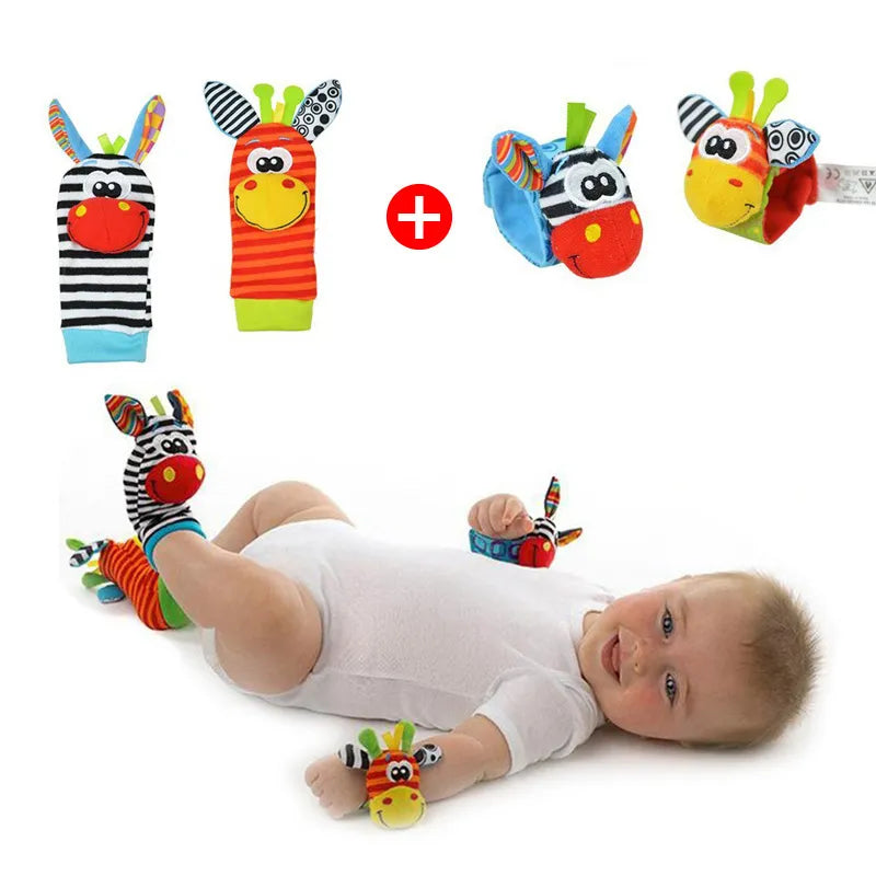 Soft Plush Baby Rattles : Foot & Wrist Rattle Set for Newborns - Educational Toys 0-24 Months