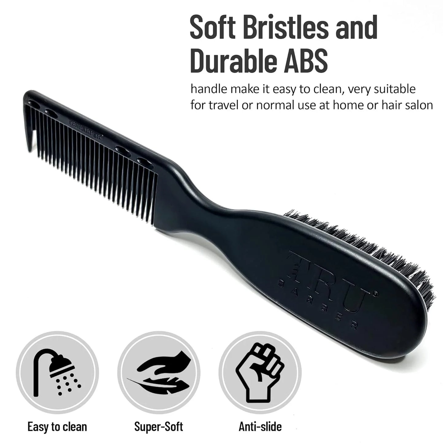 Pro Fading Brush for Barbers - Dual-Use Cleaning Brush for Clippers and Beard, Portable Hair Comb