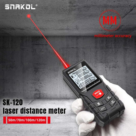 Snakol Laser Tape Measure – 50M/70M/100M/120M Digital Rangefinder for Professional Use, Laser Distance Meter Ruler