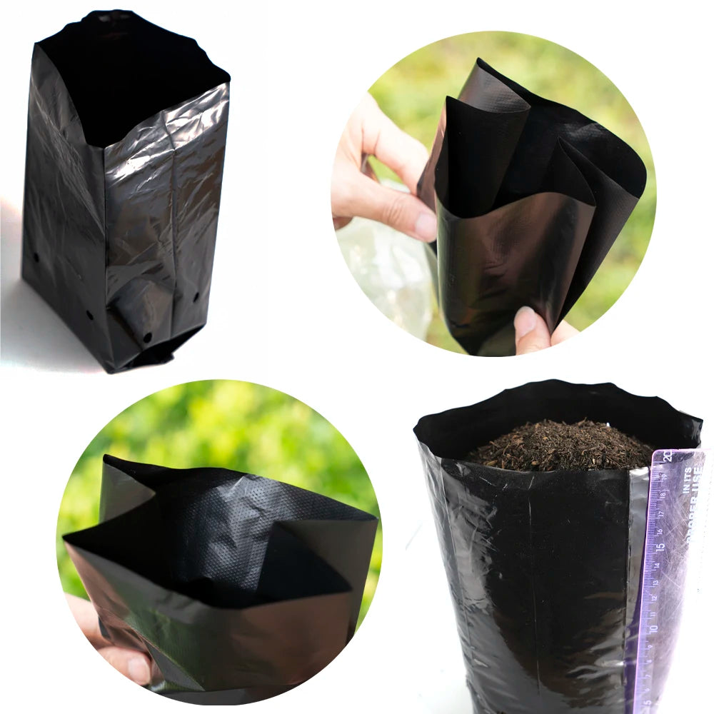 10-100 PE Poly Planting Bags – Thickened Vegetable Nursery Pots for Garden Use | Plastic Peanut Planting Bags