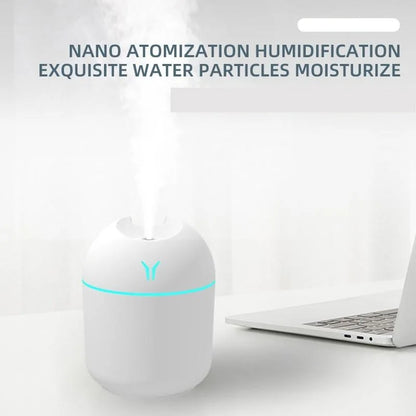 250ML USB Mini Air Humidifier - Ultrasonic Aroma Essential Oil Diffuser with LED Lamp for Home and Car