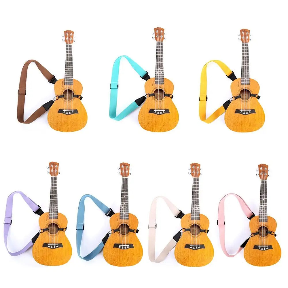 Adjustable Polyester Ukulele Guitar Strap with Plastic Buckle - Soft Shoulder Belt for Guitar Accessories and Hanging Rope