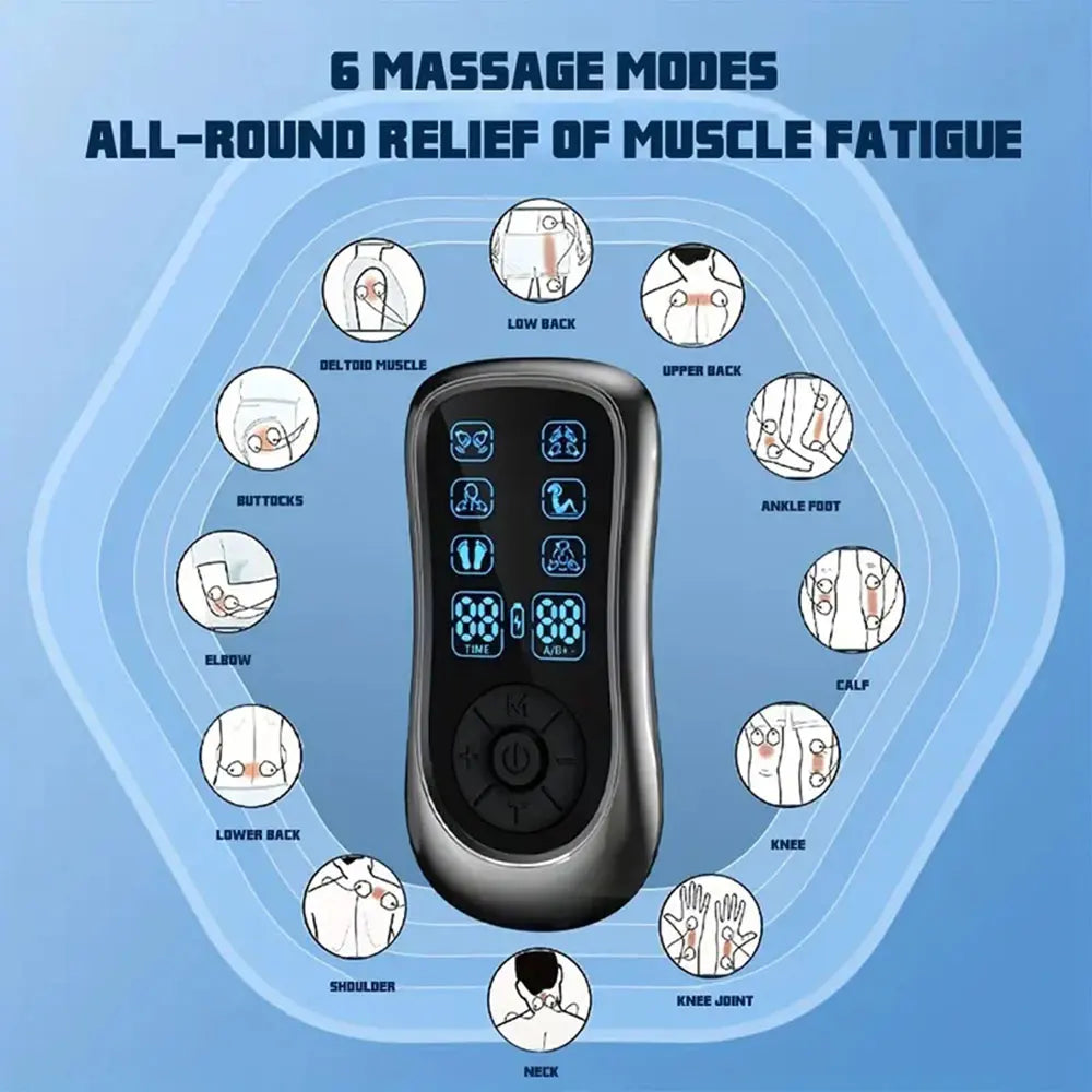 Professional EMS Electric Muscle Stimulation Tens Unit: Pulse Impulse Mini Massager - 6 Modes for Full Body Physiotherapy