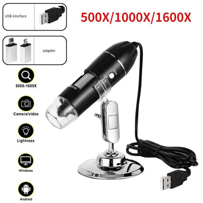 Digital Microscope Camera: 1600X 1000X 500X USB Type C Portable Electronic Microscope - Ideal for Soldering, Cell Phone Repair