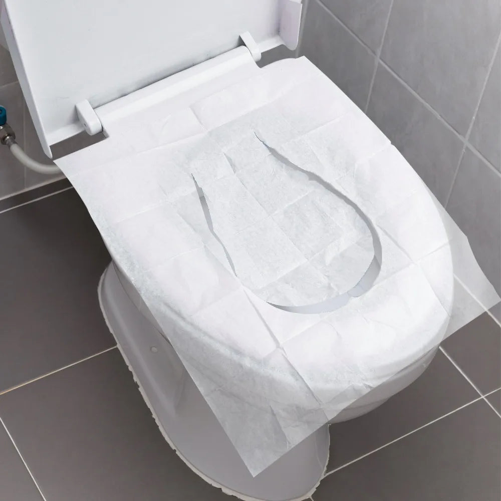 Disposable Toilet Seat Covers: Pack of 50/30/10 - Portable, Waterproof, Biodegradable Bathroom Mats for Travel, Camping, Hotel
