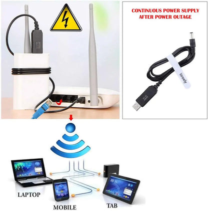 WiFi to Powerbank Cable Connector - DC 5V to 12V USB Boost Converter Cord for Router, Modem, Fan and Speaker