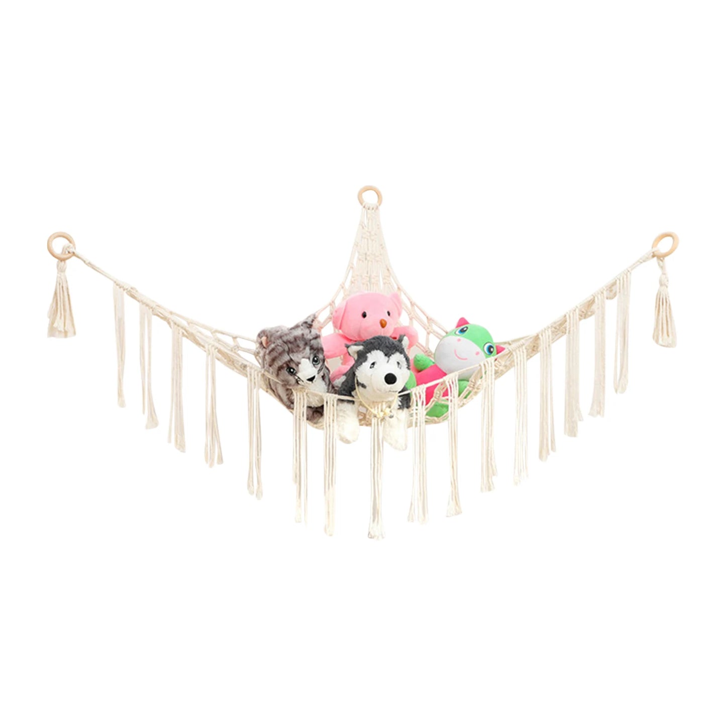 Animal Hammock with Light - Pet Net for Corner Hanging Stuffed Animal Storage Holder in Kids Room