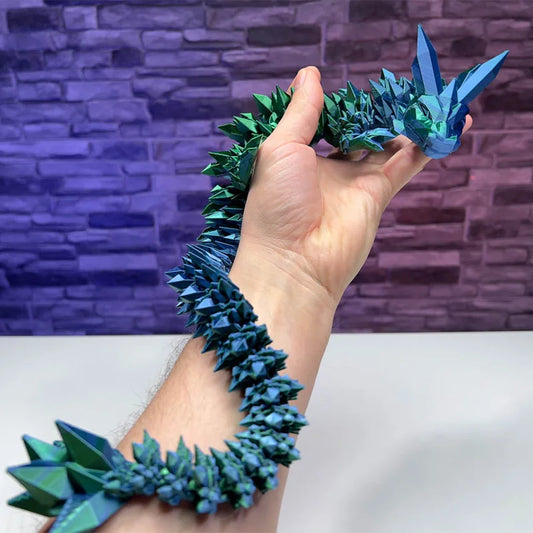 3D Printed Crystal Dragon Fidget Toy - Rotatable Articulated Figure in Radiant Colors, Available in 30/45/60CM