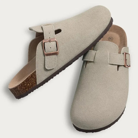 Fashion Men's Mules with Arch Support - Unisex Classic Beach Birkenstock Suede Sandals | Retro Cork Clogs