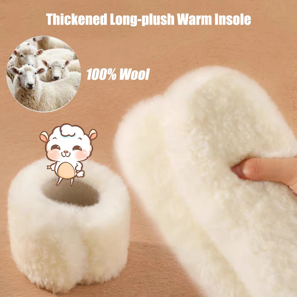 Genuine Sheepskin Fleece Insoles - Thick Cashmere Thermal Wool Inner Soles for Men and Women, Perfect for Shoes and Snow Boots