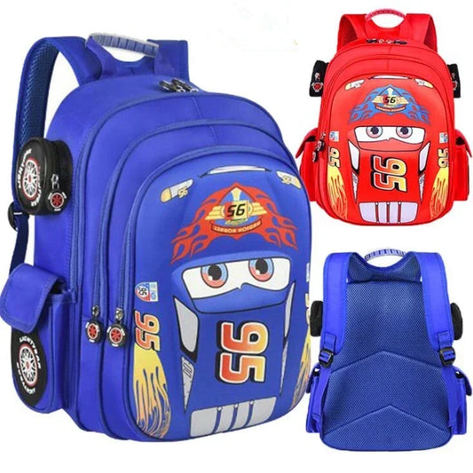 Disney Car Cartoon Backpack - School Bag for Boys and Girls Aged 3-12, Ideal for Kindergarten and Primary School