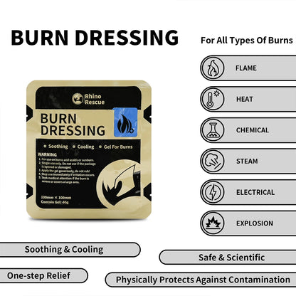 RHINO RESCUE Burn Care Kit: Includes Burn Dressings, Gel Packets, Cooling Cream - Essential Burn First Aid Supplies