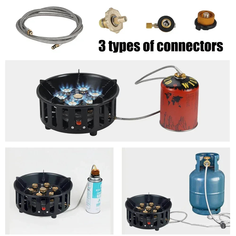 19800W 7-Core Camping Stove – High-Power Portable Gas Burner with Windproof and Electronic Ignition for Outdoor Use