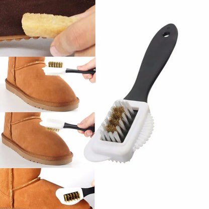 3 Side Cleaning Shoe Brush - S Shape Plastic Shoe Cleaner for Suede, Snow Boot, and Leather Shoes