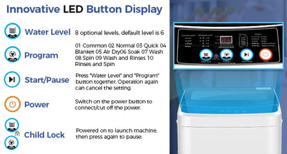 Portable 20lb Washer and Dryer Combo - 2.8 Cu.ft Capacity with 10 Programs and 8 Water Level Selections