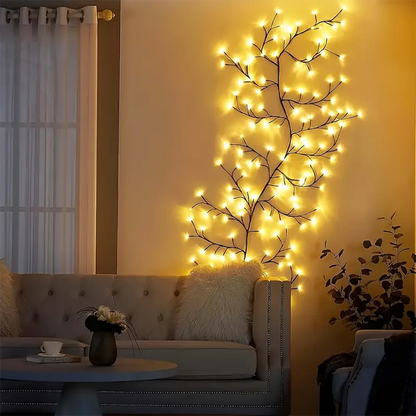 96 LED Outdoor USB Tree and Vine Light - 8 Mode Indoor Christmas Fireplace Atmosphere Light for Room Wall Decorations and Nightlights