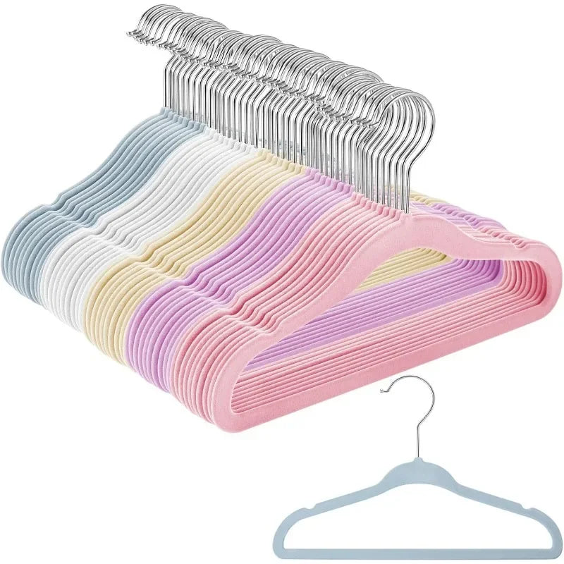 100-Pack Black Velvet Baby Hangers - Anti-Slip, Space-Saving, Lightweight for Kids' Clothes