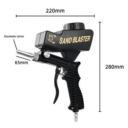 Adjustable Sandblasting Gun - Portable 90 Psi Sand Blaster Paint Spray Machine - Gravity Pneumatic Small Handheld Blasting Gun Set