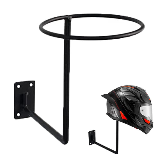 Motorcycle Helmet Metal Wall Mounted Hat Rack - Black Paint Baking Bicycle Display Holder for Moto Equipment Accessories