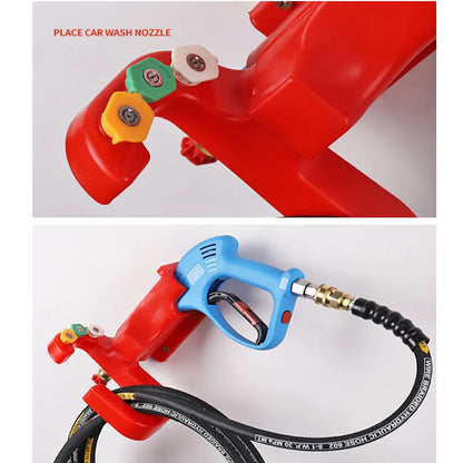 Wall Mounted Holder Rack for High Pressure Washer - Hanging Hook for Garage Workstation - Organize Wash Gun, Hose, and Spray Nozzle