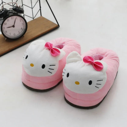 Sanrio Hello Kitty Big Head Plush Slippers - Winter Cotton Cartoon Y2K Slippers for Dorm and Home Comfort