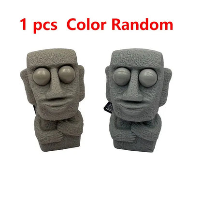 Stone Man Stress Relief Toy – Soft Moai Statue that Slowly Rebounds | Squeeze Eyes for Relaxation and Stress Relief | Kids Gift