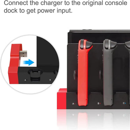 IPEGA PG-9186 Joycon Charging Dock Station for Switch and OLED, Charges Up to 4 Controllers, Compatible with Switch and OLED Model