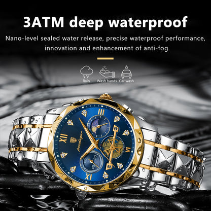 POEDAGAR Luxury Men's Wristwatch - Waterproof Luminous Chronograph, Stainless Steel Quartz Watch