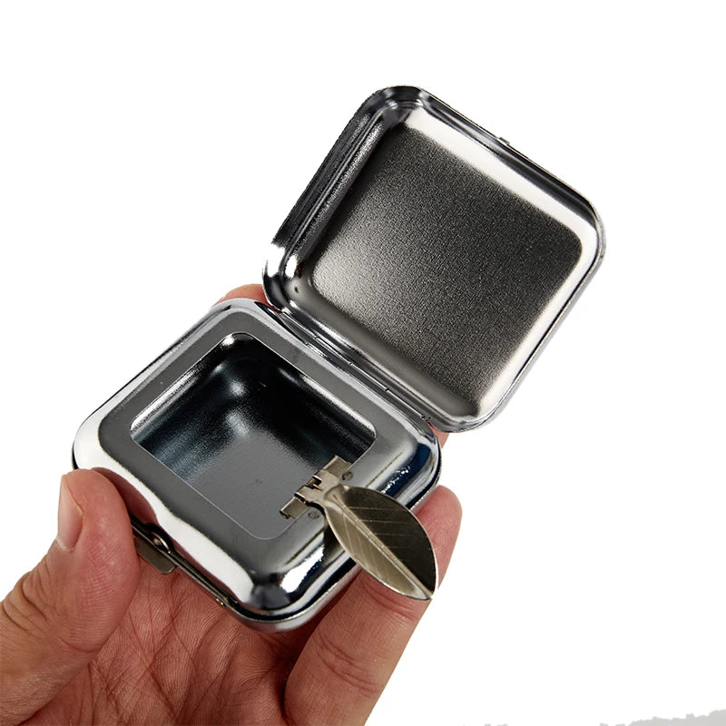 N2HAO Smallsweet Pocket Ashtray - Stainless Steel Square Metal Ash Tray with Lid, Portable and Convenient for On-the-Go Use