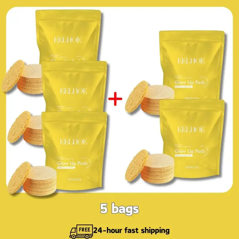 Turmeric and Kojic Acid Cleansing Pads - Exfoliating Facial Sponges for Daily Dirt Removal and Skin Care