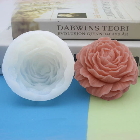 Large Peony Flower Silicone Candle Mold - DIY Handmade 3D Rose Candle, Soap, Plaster, Resin Cake Baking Tool for Home Decoration Gift