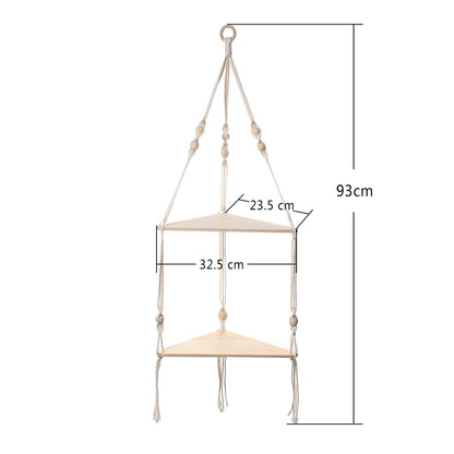 1/2/3-Tier Floating Wall Shelf – Wood Triangle Corner Display Stand for Boho Home Decoration in Living Room and Bedroom